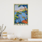 Menton Frankrijk Vintage Reisposter Poster (Keuken)