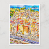 Menton Frankrijk vintage reizen waterverf Briefkaart (Voorkant)