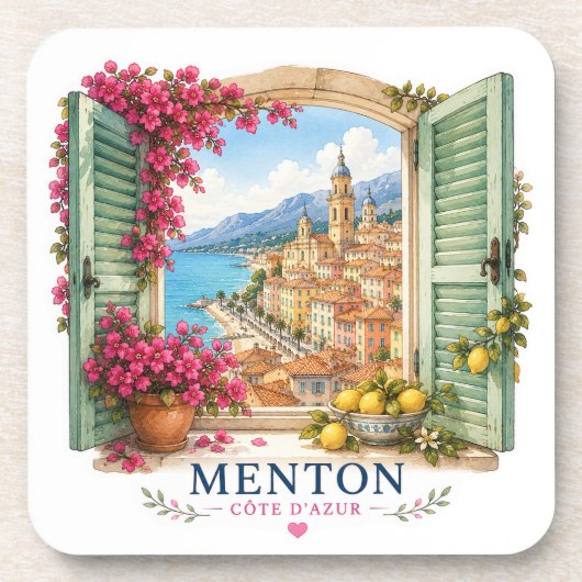 Menton French Riviera coasters Bier Onderzetter (Voorkant)
