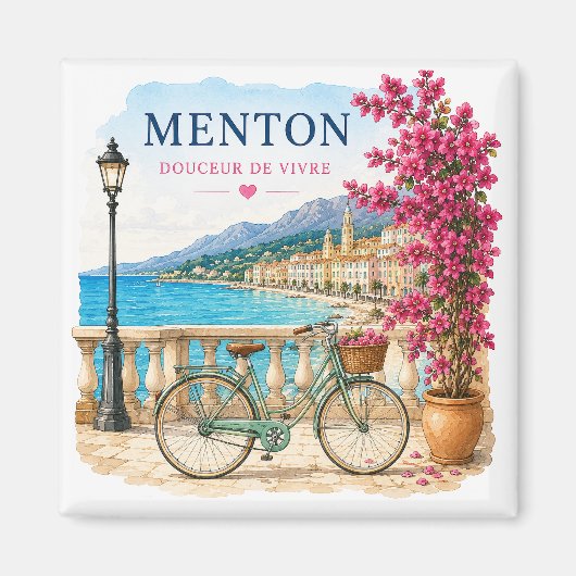 Menton French Riviera Magnet - bicycle (Voorkant)