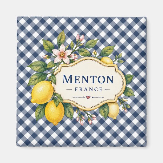 Menton French Riviera Magnet - Blue Lemon (Voorkant)