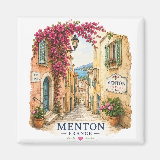 Menton French Riviera Magnet - Charming Old Town (Voorkant)