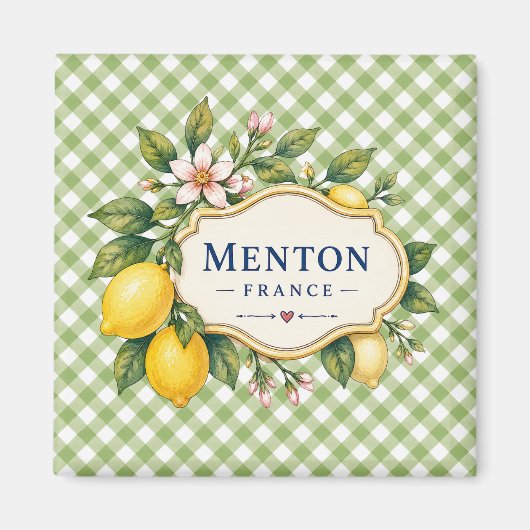 Menton French Riviera Magnet - Green Lemon (Voorkant)