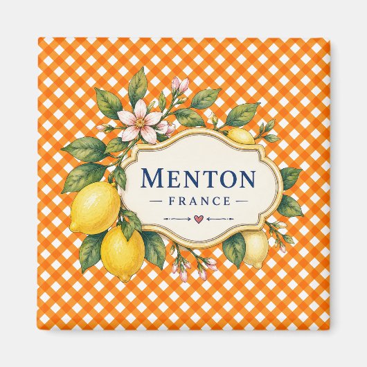 Menton French Riviera Magnet - Orange Lemon (Voorkant)