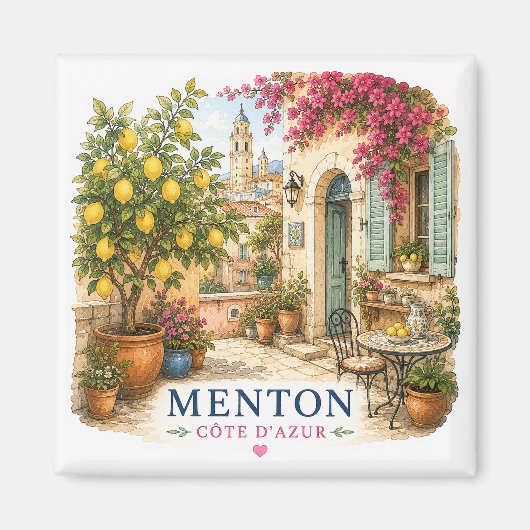 Menton French Riviera Magnet - Patio (Voorkant)
