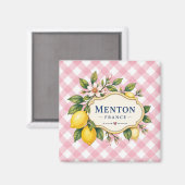 Menton French Riviera Magnet - Pink Lemon (Voorkant / Achterkant)