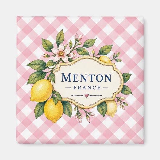 Menton French Riviera Magnet - Pink Lemon (Voorkant)