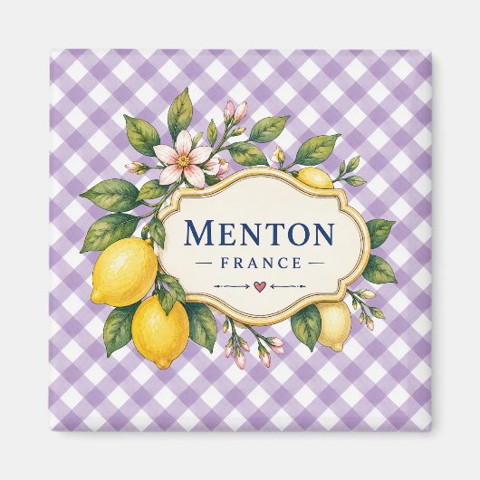 Menton French Riviera Magnet - Purple Lemon (Voorkant)