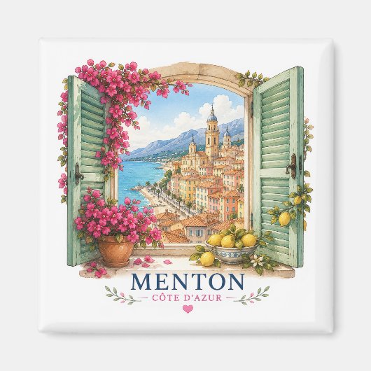 Menton French Riviera Magnet - View Through Window (Voorkant)
