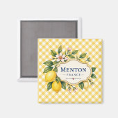 Menton French Riviera Magnet - Yellow Lemon (Voorkant / Achterkant)