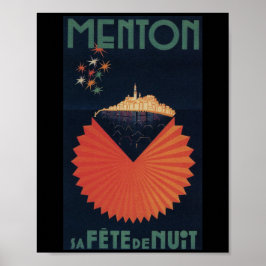Menton Sa Fete de Nuit French Riviera Briefkaart Poster