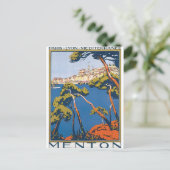 Menton Vintage Travel Poster Briefkaart (Staand voorkant)