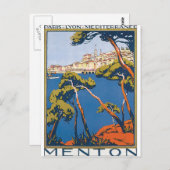 Menton Vintage Travel Poster Briefkaart (Voorkant / Achterkant)