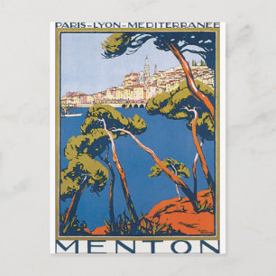 Menton Vintage Travel Poster Briefkaart