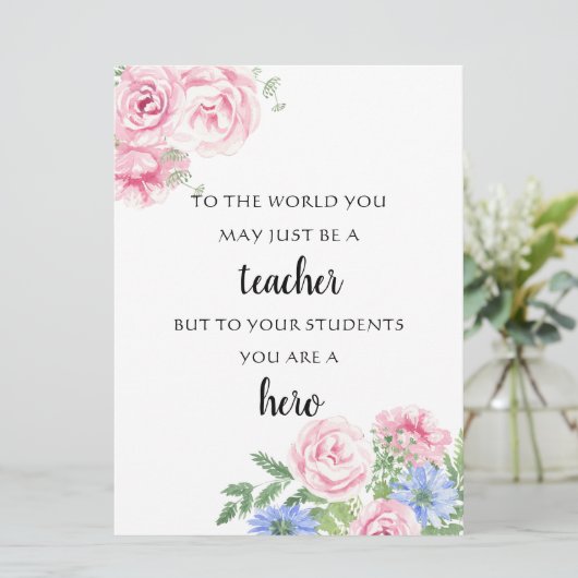 mentor florale leraar of waardering van studenten kaart (Staand voorkant)
