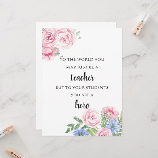 mentor florale leraar of waardering van studenten kaart (Voorkant / Achterkant in situ)
