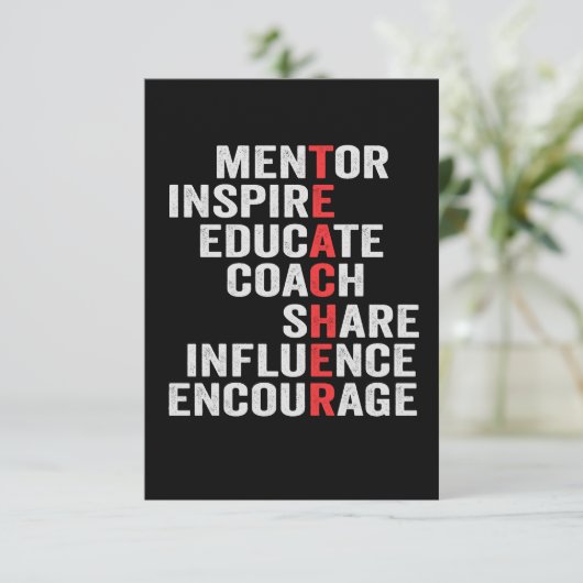 Mentor Inspire Educate Coach Share Influence Pap Bedankkaart (Staand voorkant)