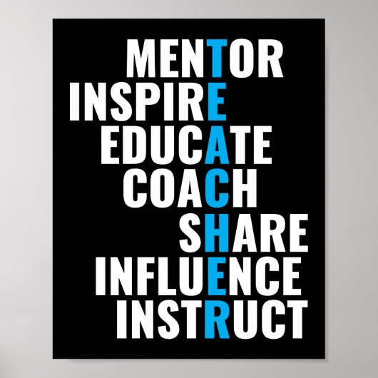 Mentor Inspire School Nerd Funny Teacher Poster (Voorkant)
