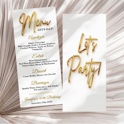 Menu - 3d Goud Tekst Minimalistisch ontwerp