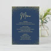 Menu 75e verjaardag Navy Goud Glitter (Staand voorkant)