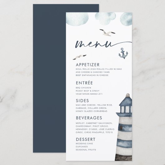 Menu aan zee (Voorkant / Achterkant)