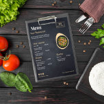 menu Aangepast restaurant | Zwart modern fotomenu<br><div class="desc">menu Aangepast restaurant | Zwart modern fotomenu,  een eenvoudige aangepaste logo en een sjabloon van het 4-fotomenu in een moderne,  minimalistische stijl op een zwarte achtergrond.</div>