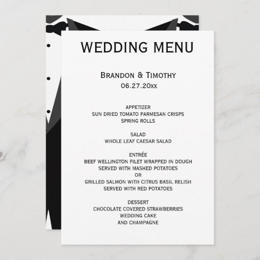 Menu Aangepast zwart-wit gadeweddenschap (Voorkant / Achterkant)