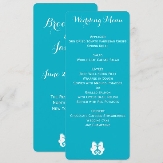 Menu Aangepaste blauwe witte doezelaardenweddensch (Voorkant / Achterkant)