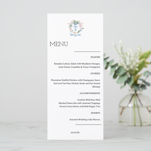 Menu Aangepaste crest Elegant Weddenschap (Staand voorkant)
