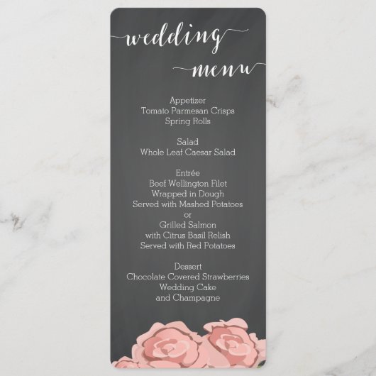 Menu Aangepaste Floral Chalkboard Weddenschap (Voorkant)