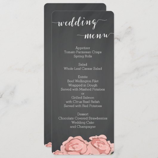 Menu Aangepaste Floral Chalkboard Weddenschap (Voorkant / Achterkant)