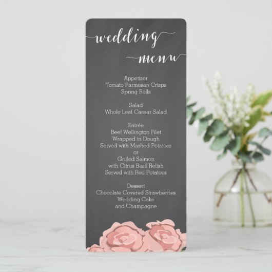 Menu Aangepaste Floral Chalkboard Weddenschap (Staand voorkant)