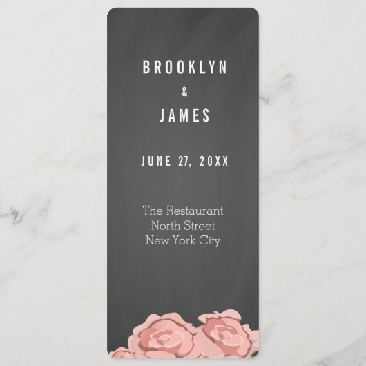 Menu Aangepaste Floral Chalkboard Weddenschap (Achterkant)