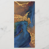 Menu Abstract blauwe gouden bruiloft scannen (Achterkant)