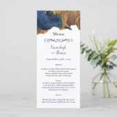 Menu Abstract blauwe gouden bruiloft scannen (Staand voorkant)