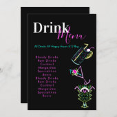 Menu Abstracte Drinken Neon Bar Club Restaurant (Voorkant / Achterkant)