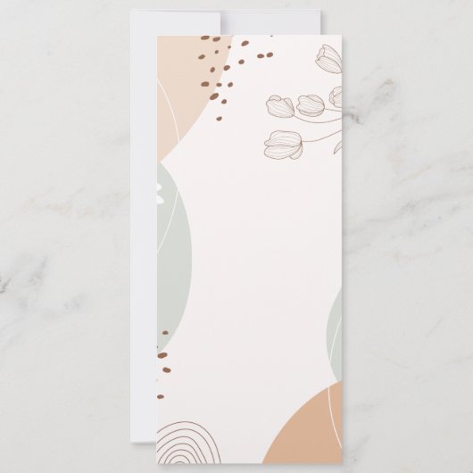 Menu abstracte vormen en bloemen bruiloft kaart (Achterkant)