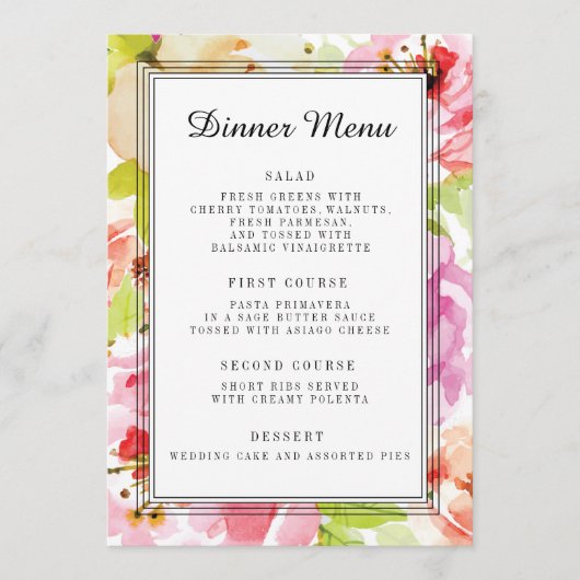 Menu Adeline Floral Wedding Dinner (Voorkant)