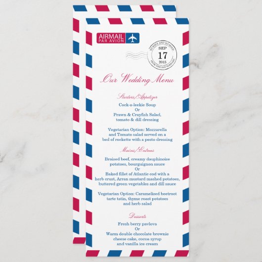 Menu Airmail Weddenschappen Kaart (Voorkant / Achterkant)