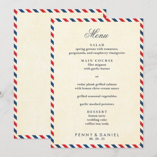 Menu Airmail Wedding (Voorkant / Achterkant)