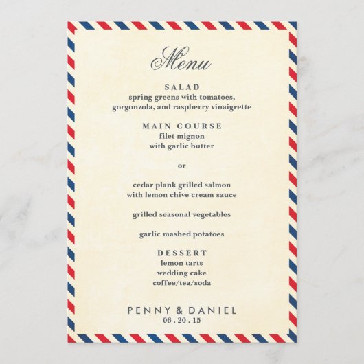 Menu Airmail Wedding (Voorkant)