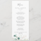 Menu Airy Greenery en Gold Leaf Wedding Dinner (Voorkant)