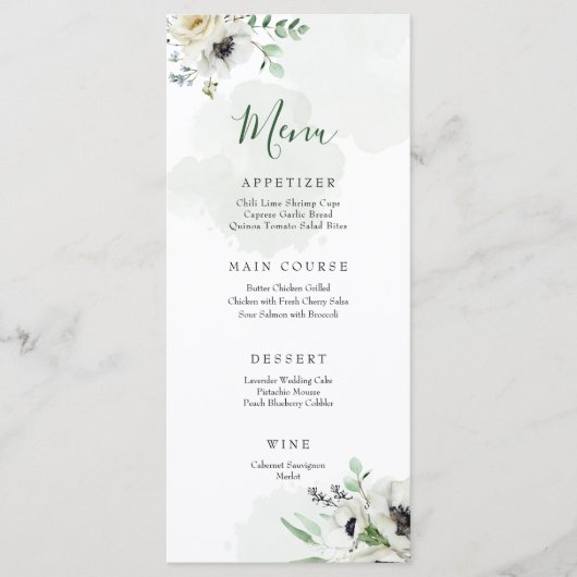 Menu Anemone Bouquet (Voorkant)