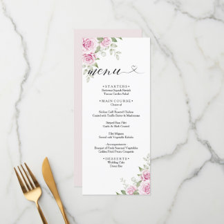 Menu ANNA-bruiloft / Waterverf Floral Pink Rose