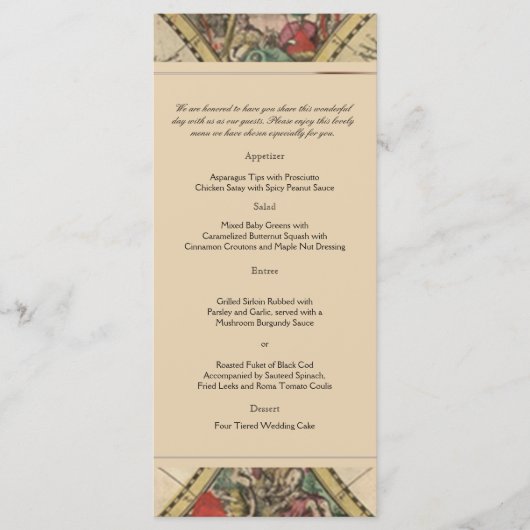 Menu Antiek Oud Wereldkaart Weddenschap (Voorkant)