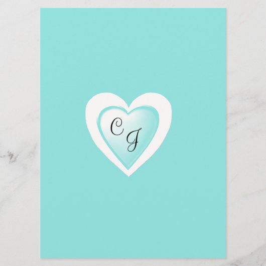 Menu Aqua Blue Damask Wedding Table (Achterkant)