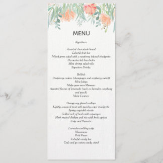 menu aquarel crème perzik. huwelijksbriefpapier kaart