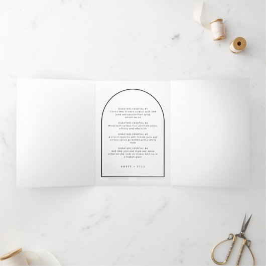Menu Arch Black & White Drinken voor bruiloft (Binnen)