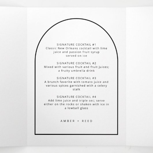 Menu Arch Black & White Drinken voor bruiloft (Binnenkant midden)