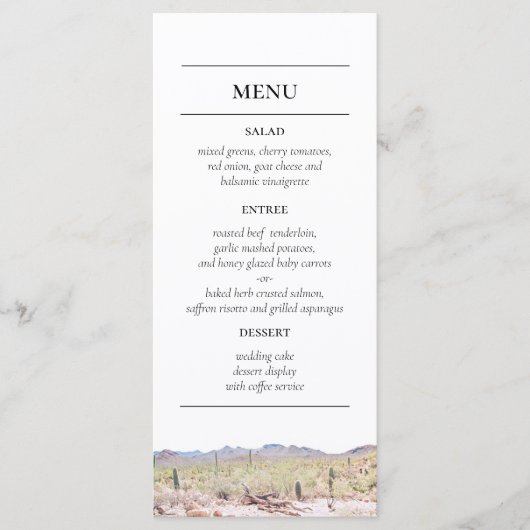 Menu Arizona Desert Reception (Voorkant)